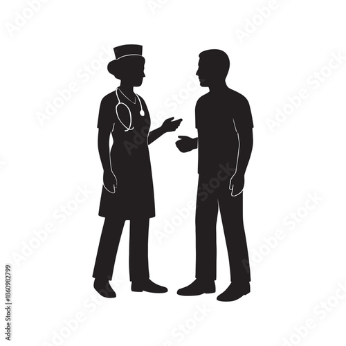 Nurse Silhouette – Healthcare Medical Worker Vector Illustration Isolated on White Background