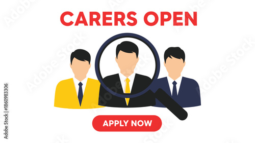Carers Open Recruitment Graphic for Healthcare Workers with Candidate Selection Search Concept
