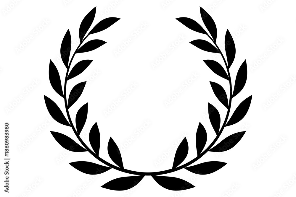 Fototapeta premium Floral laurel wreath frame silhouette for certificates invitations and elegant borders PNG laurel wreath award. transparent award frame collection, black victory wreath