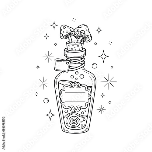 Enchanted potion bottle Vector, illustration