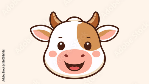 Cute Smiling Cow Face Illustration