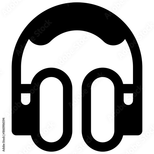 Listening to music. Outlined stroke vector icon with black-filled details.
