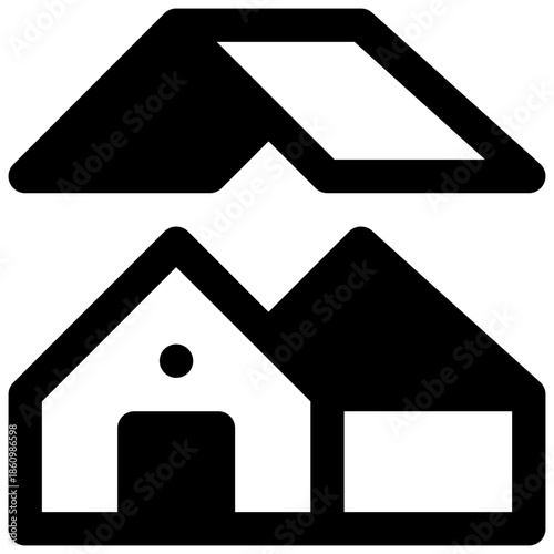 Model building. Outlined stroke vector icon with black-filled details.