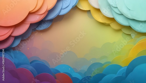 Colorful papercut layered background with smooth gradient tones in modern vector design style
