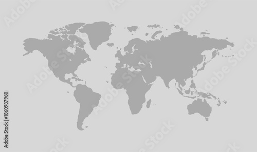 Gray Silhouette World Map Vector Illustration 