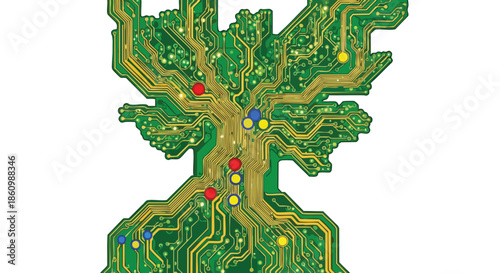 Abstract digital tree design representing technology and nature intertwined, symbolizing growth and innovation.