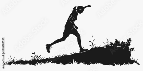 silhouette of a woman jumping and dancing