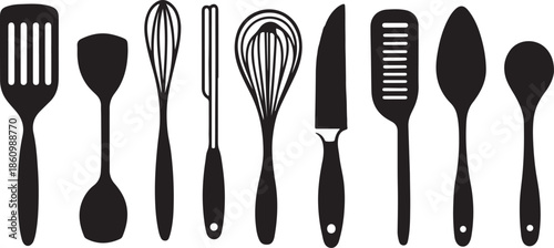 A complete set of silver steel cutlery including a fork, spoon, and knife isolated on a white background for restaurant dining and kitchen tableware