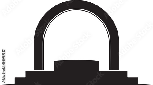 Black and white archway with a rectangular base outline