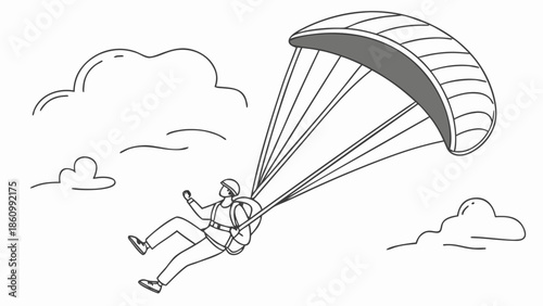 Adventurous person soaring through the sky with a paraglider, embracing freedom and excitement.