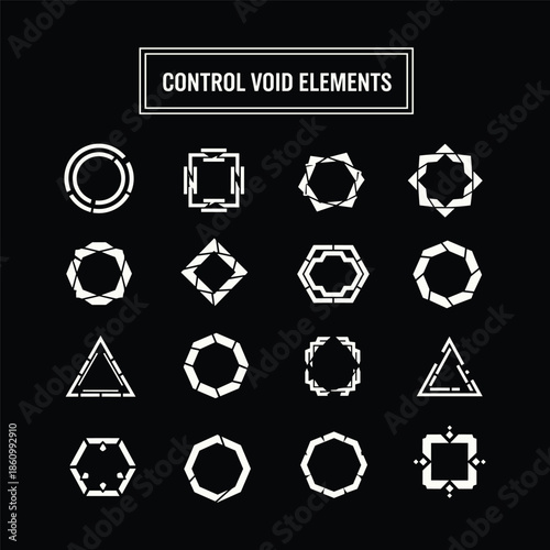 control void elements vector set - futuristic geometric hud shapes for game ui and scifi design