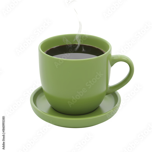 Hot Green Coffee Cup on white background