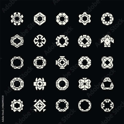 Y2K Geometric Core Hexagon Vector Symbols Streetwear Set