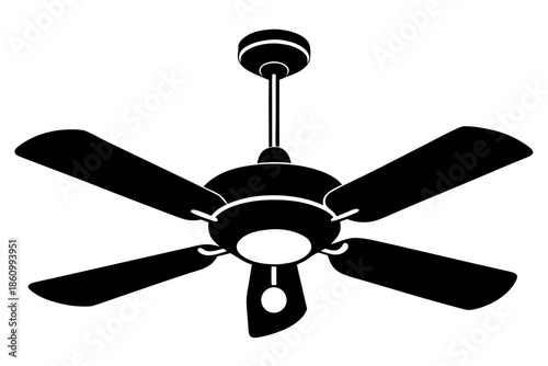 Ceiling fan black icon, electric fan silhouette art
