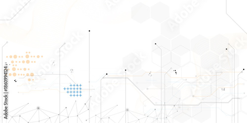 Abstract technology and science hexagon background, DNA strand.