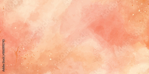 A soft watercolor background featuring delicate washes of peach coral and cream tones creates an ethereal texture
