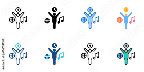 Extracurricular icons set multiple style collection. Editable stroke 
