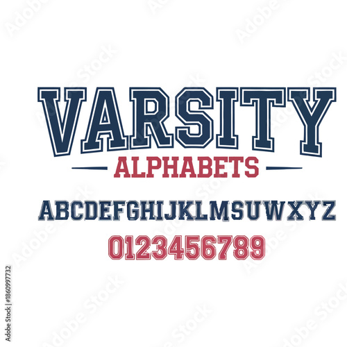 Classic Collegiate Athletic Varsity Typography and Number Set