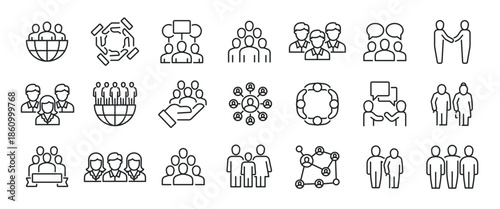 Society thin line icons. Editable stroke. For website marketing design, logo, app, template, ui, etc. Vector illustration