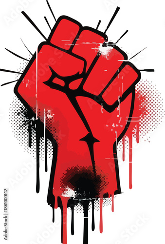 Clenched Fist Protest Symbol Illustration.
