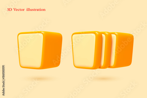 3D vector illustration of bread and toasts in smooth plastic style. For menus, culinary apps, and bakery design. Minimalist and professional graphics.