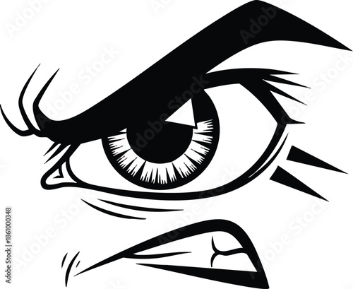 Closeup Illustration of Female Eye and Eyebrow.