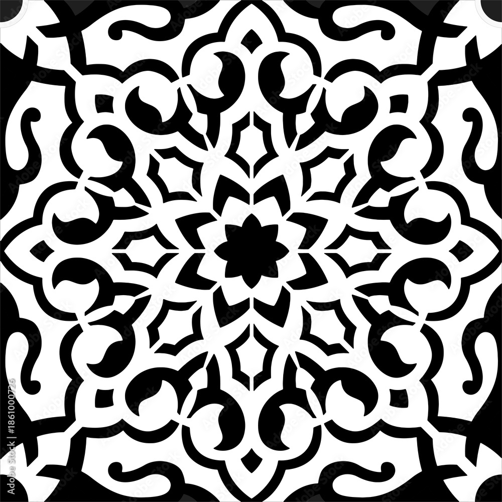 Fototapeta premium seamless pattern with geometric and floral ornament