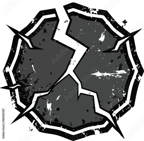Distressed Black Shield with Sharp Edges.