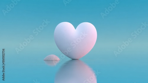 Artistic Heart Shape on Calm Water with Soft Blue Background for Romantic and Emotional Themes