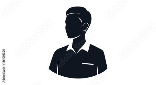 A minimalist black and white depiction of a man s head and shoulders silhouette