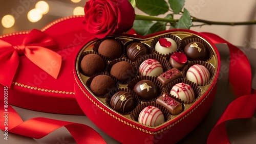 Heart-shaped box of chocolates for valentine's day