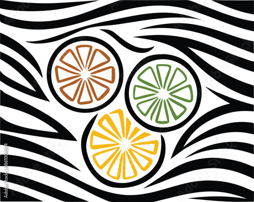 citrus fruit background icon Black silhouette vector illustration on transparent background