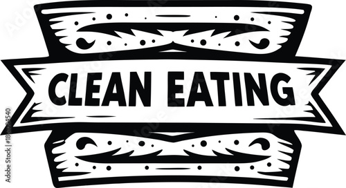 clean eating banner icon Black silhouette vector illustration on transparent background