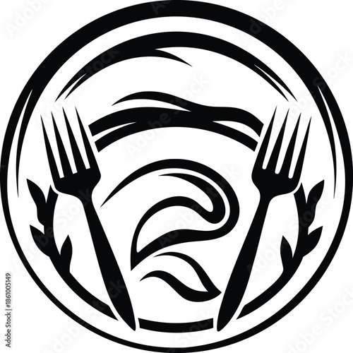 fine dining concept icon Black silhouette vector illustration on transparent background