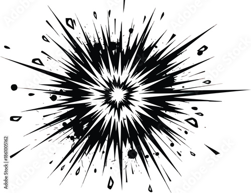 Ink Explosion Burst with Radiating Splatters.