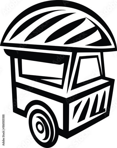 food cart concept icon Black silhouette vector illustration on transparent background