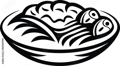 mediterranean food concept icon Black silhouette vector illustration on transparent background