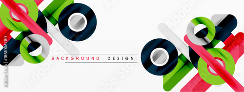 Abstract colorful ribbons create dynamic composition. White background emphasizes vibrant shapes, modern design element.