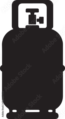 Gas Cylinder Silhouette | LPG Propane Tank Icon Isolated on White