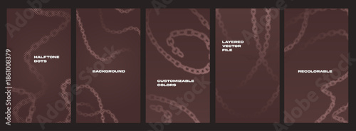 Modern Halftone Dot Chain Links Templates in Abstract Y2K Style for Background and Poster Design
