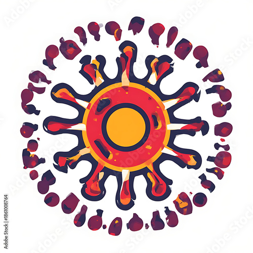 Flat Virus Vector Icon in Minimal Cartoon Style