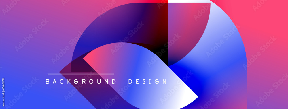 Fototapeta premium Abstract gradient shapes overlap. Vibrant colors blend, creating dynamic visual effect. Modern design element for backgrounds.