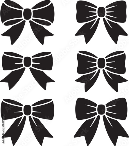 black bow tie icons in different styles on white background