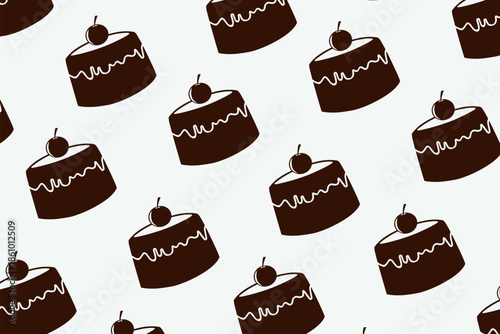 Dark Chocolate Layer Cake Seamless Pattern Background for Bakery