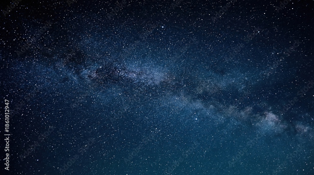 Fototapeta premium Scattered Stars in Blue - black Sky: Night's Realistic Vibe