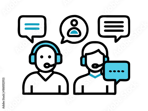 Customer Support and Help Desk Icon Set including Call Center, Chatbot, Service Representatives, and Online Assistance Solutions