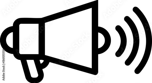 Megaphone Announcement Icon with Sound Waves