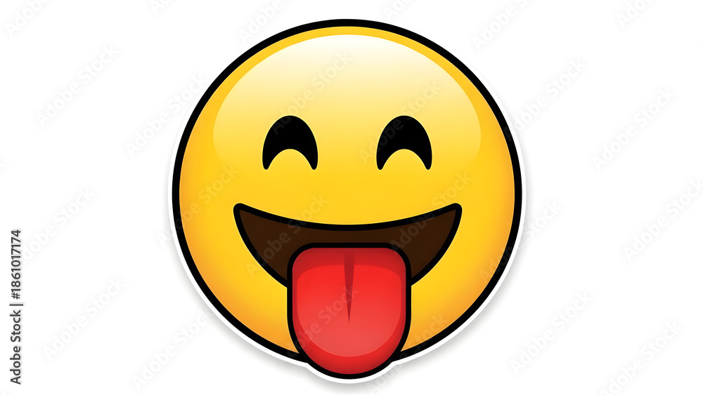Fototapeta premium Smiley face tongue expressing playful humor and fun emotion