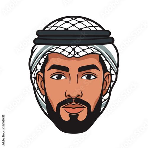 Emirati Man Portrait, Traditional Kandura and Ghutra Headwear, Middle Eastern Male