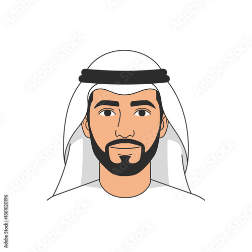Middle Eastern Man Portrait, Emirati Man Wearing Traditional Kandura and Ghutra